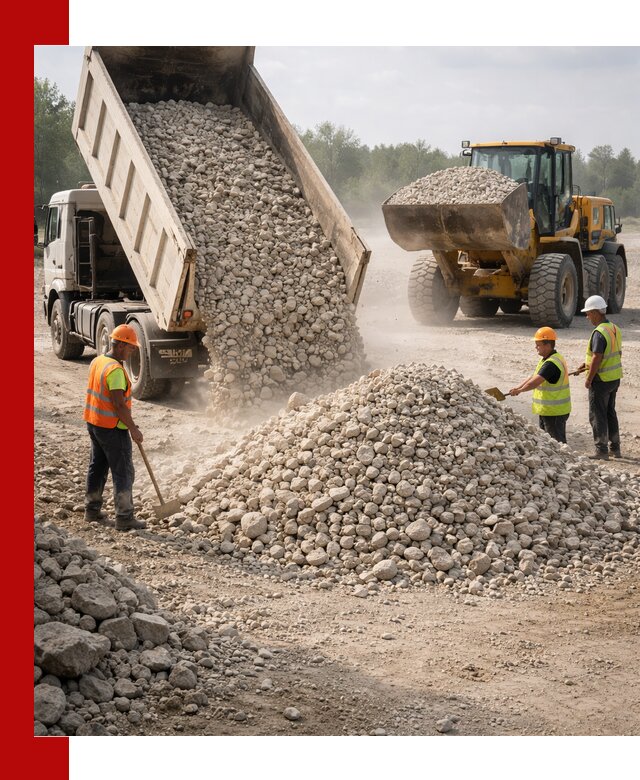 Доставка известнякового щебня фр. 40-70 в Коломне