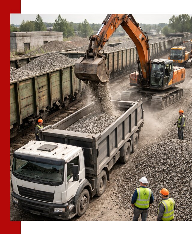 Железнодорожный щебень фракция 25–60 для поставок в Коломне