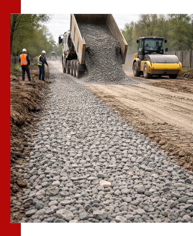 Доставка щебня для отсыпки дорог в Коломне высокого качества
