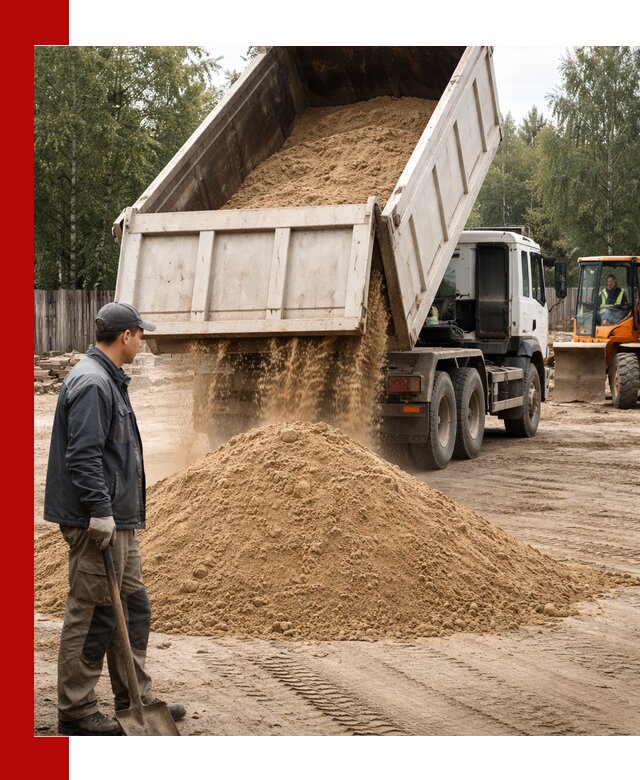 Доставка и продажа песка с разгрузкой в Коломне