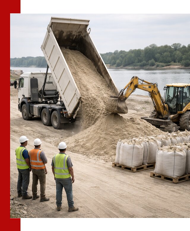 Доставка речного песка в Коломне самосвалами и погрузкой