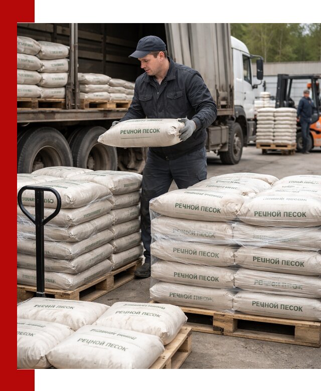 Речной песок в мешках с доставкой в Коломне
