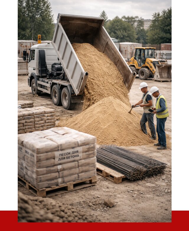 Песок для бетона в Коломне от 2535 р. с доставкой, ПРОНЕРУДКлм