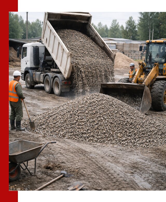 Мытый гравий с доставкой в Коломне от карьера до участка