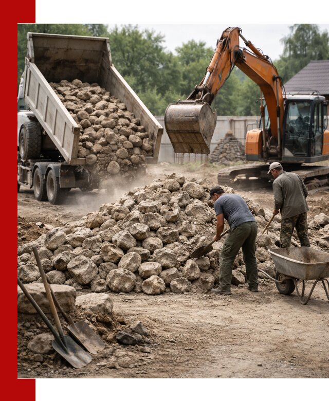 Доставка и разгрузка бутового камня в Коломне