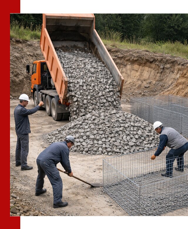 Камень для габионов с доставкой в Коломне быстро и надёжно