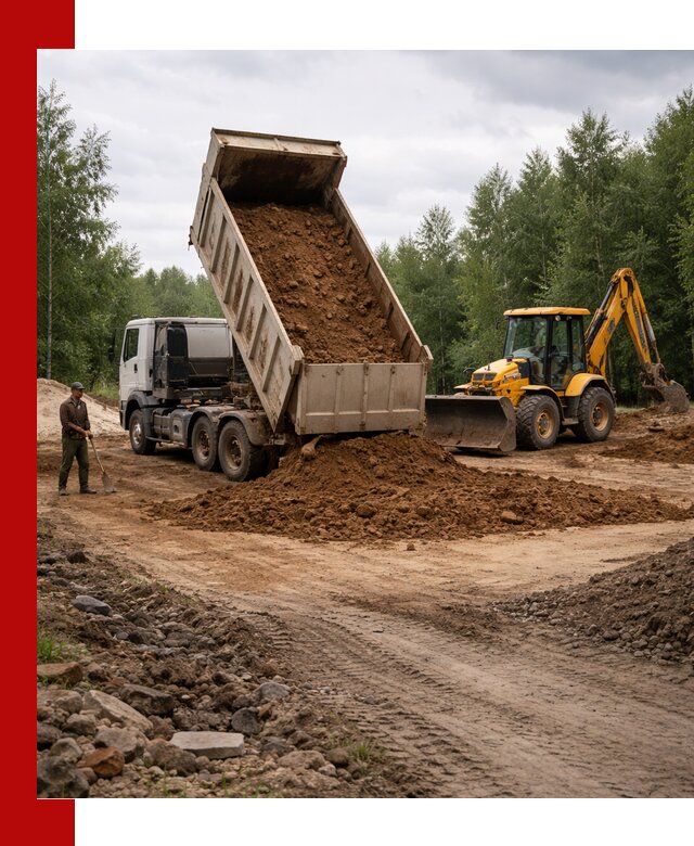 Доставка суглинка самосвалами в Коломне подсыпка и планировка