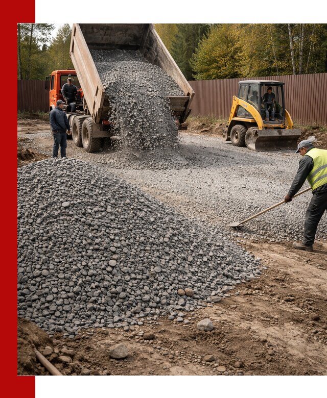 Отсыпка участка щебнем с доставкой и уплотнением в Коломне