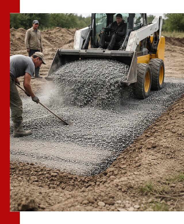 Устройство щебеночной подушки в Коломне для дорог и фундаментов